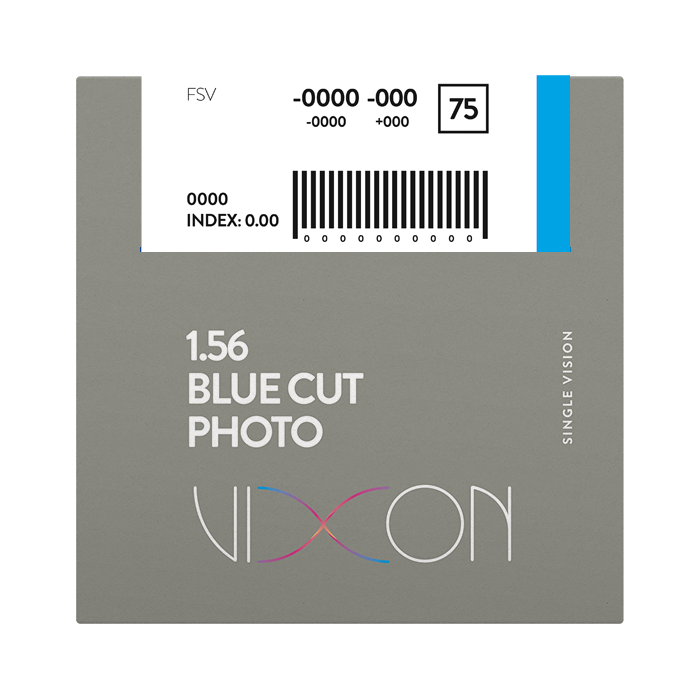 Vixon 1.56 Bluecut Foto Gris Terminado Visión Simple 65 (AR AZUL)